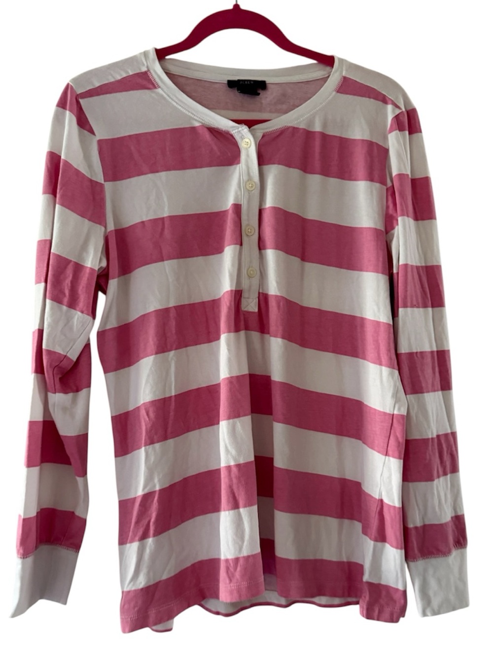 J. Crew Pink & White Striped Long-Sleeve Top